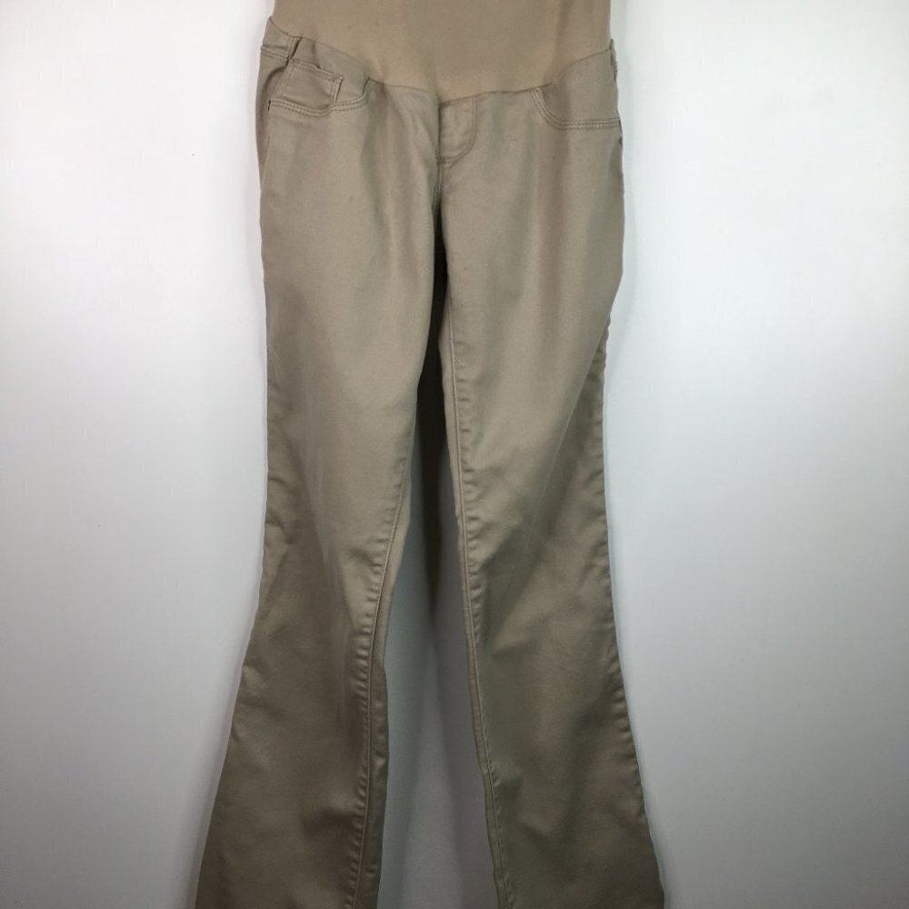 Indigo Blue Maternity Crop Beige Premium Denim